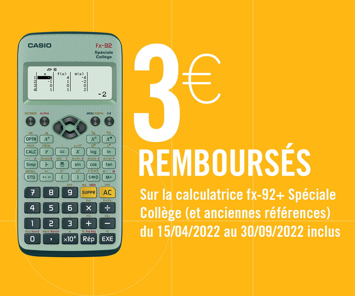 3€ remboursés - Calculatrice fx-92+ Spéciale Collège